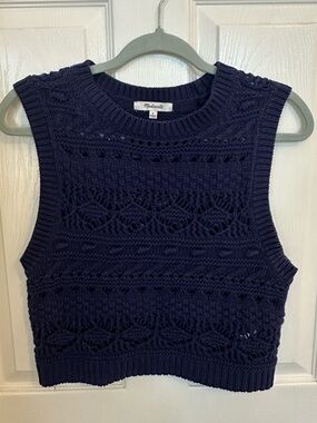 Madewell Deep Navy Open-Knit Top